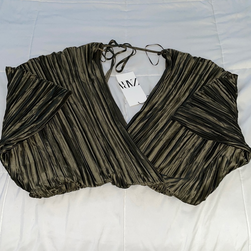 Zara pleated spliced blouse